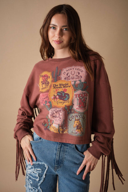 Blue B Wild West Graphic Fringe Sweatshirt