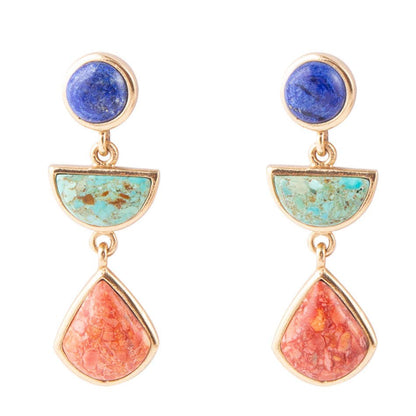 Barse Lapis, Turquoise and Orange Earrings