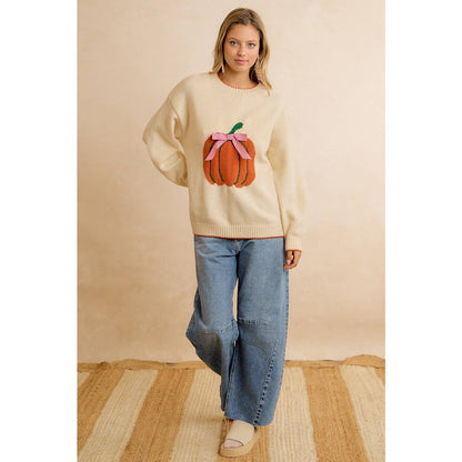 PUMPKIN BOW SWEATER TOP
