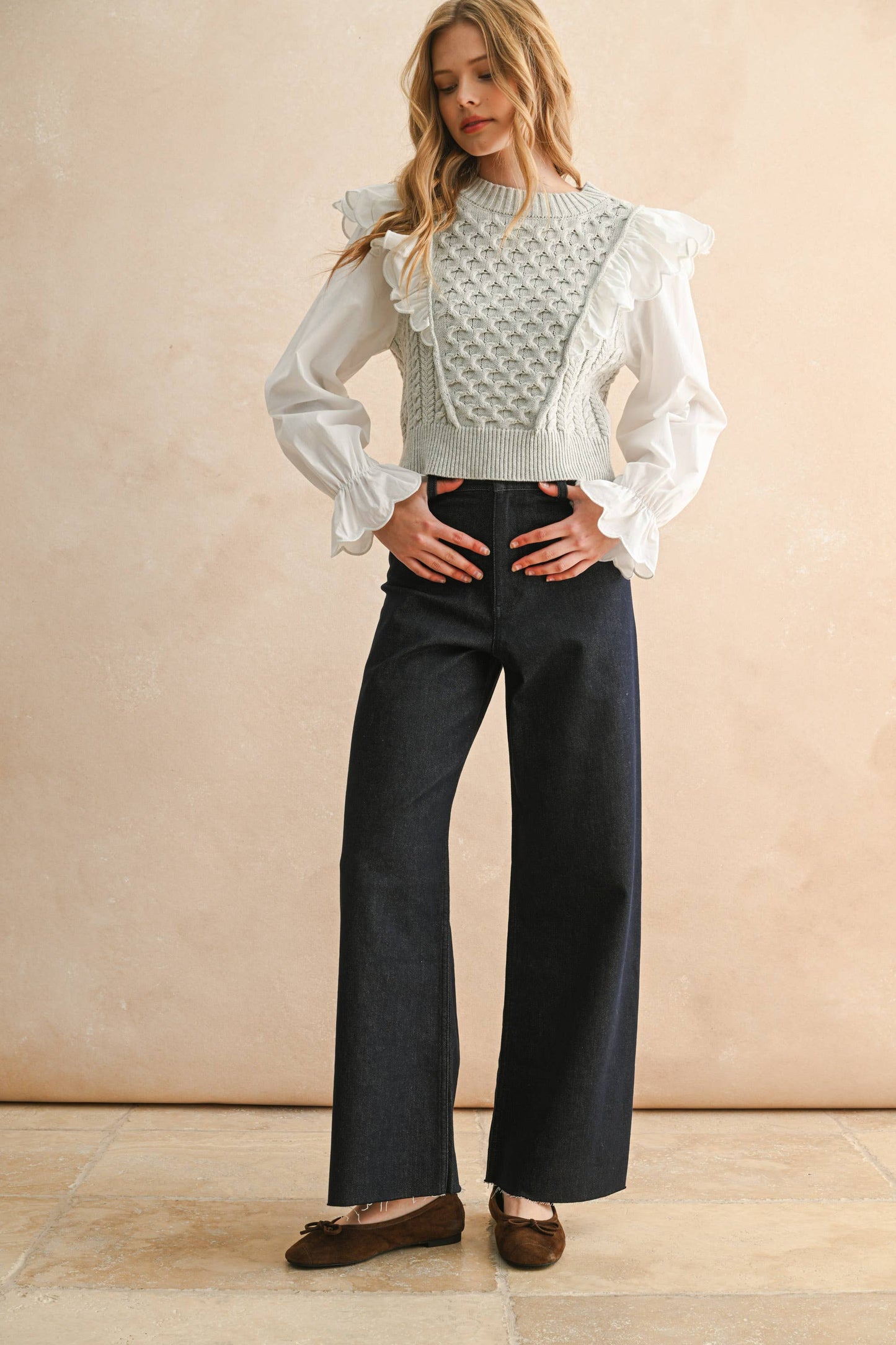 Miou Muse Ruffle Trim Sweater