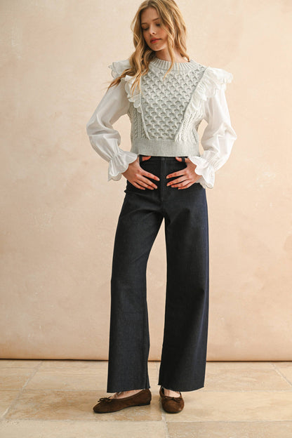 Miou Muse Ruffle Trim Sweater