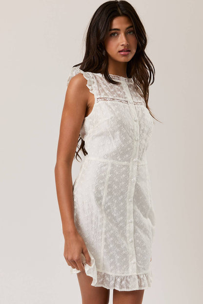 Eyelet Lace Trim Mini Dress