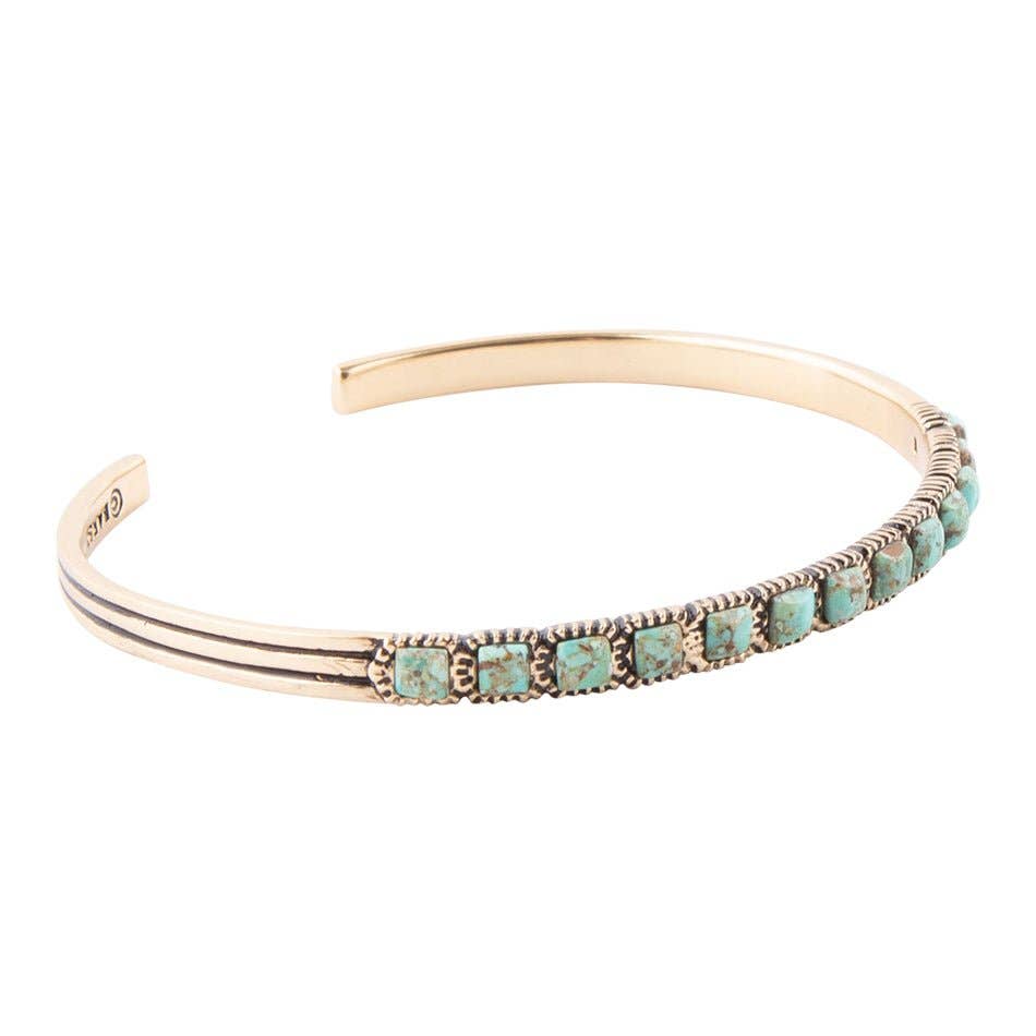 Barse In Line Turquoise and Bronze Cuff Bracelet