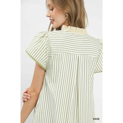 Striped Floral Applique Shift Dress