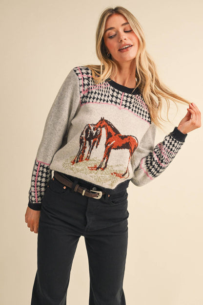 &MERCI Horse Motif Sweater