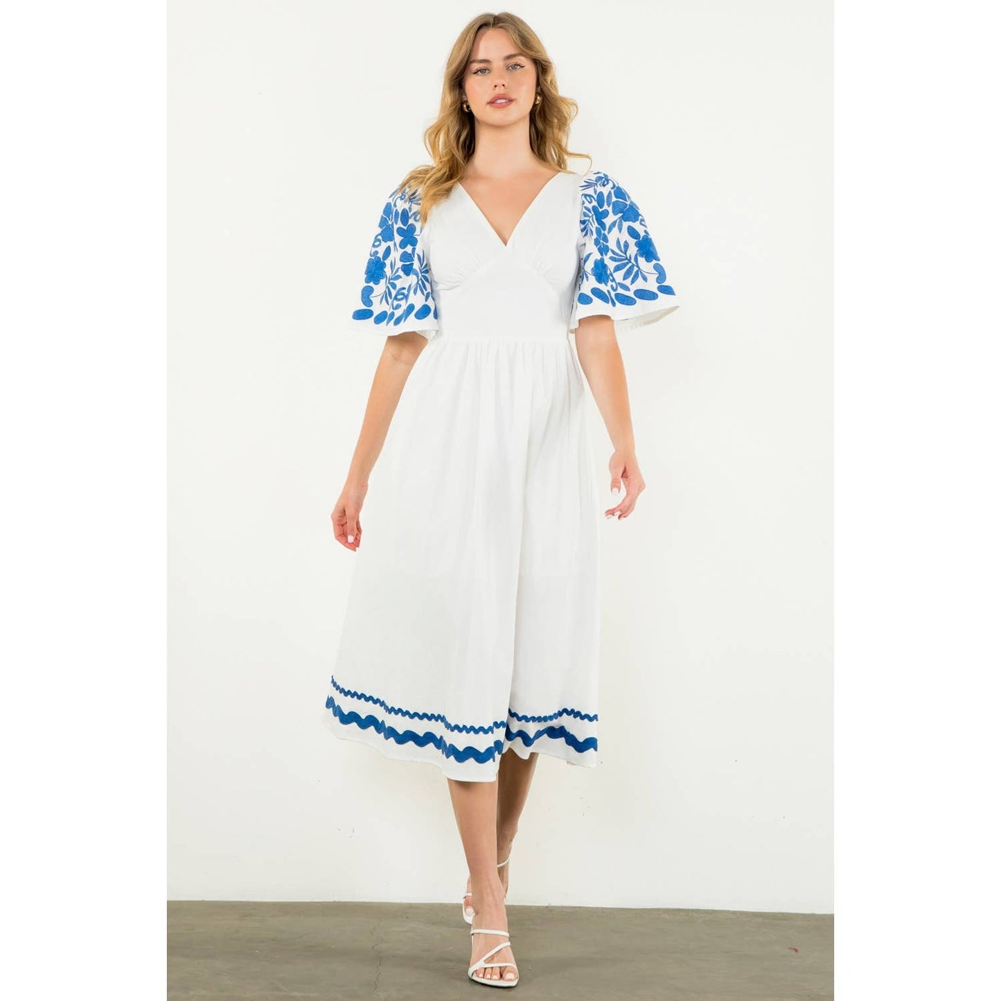 Embroidered Detail Midi Dress