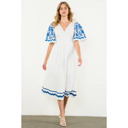 Embroidered Detail Midi Dress