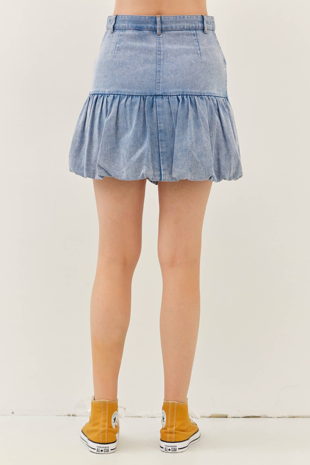 Denim Bubble Mini Skirt