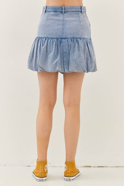 Denim Bubble Mini Skirt