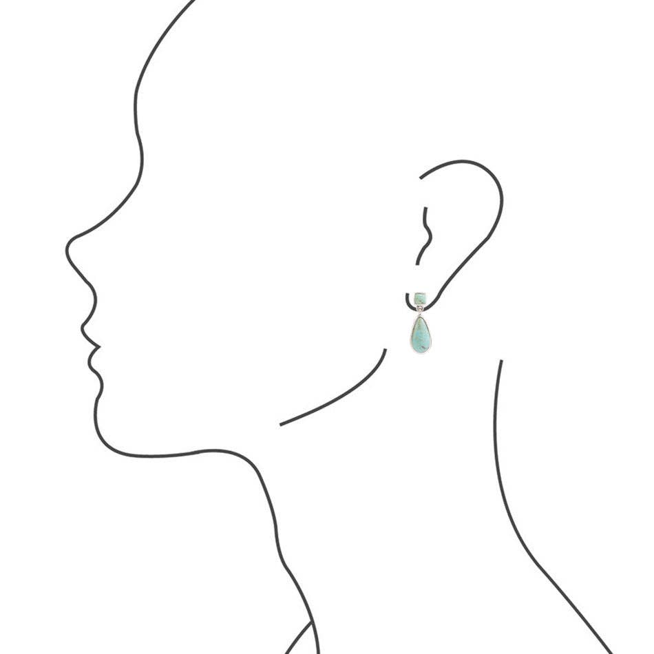 Barse Smooth Teardrop Post Earring - Turquoise & Silver