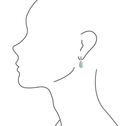 Barse Smooth Teardrop Post Earring - Turquoise & Silver