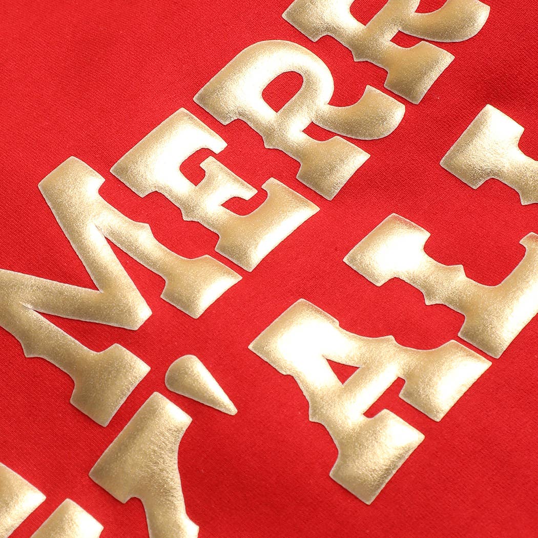 "BE MERRY Y'ALL" Metallic Gold Puff Sweatshirt