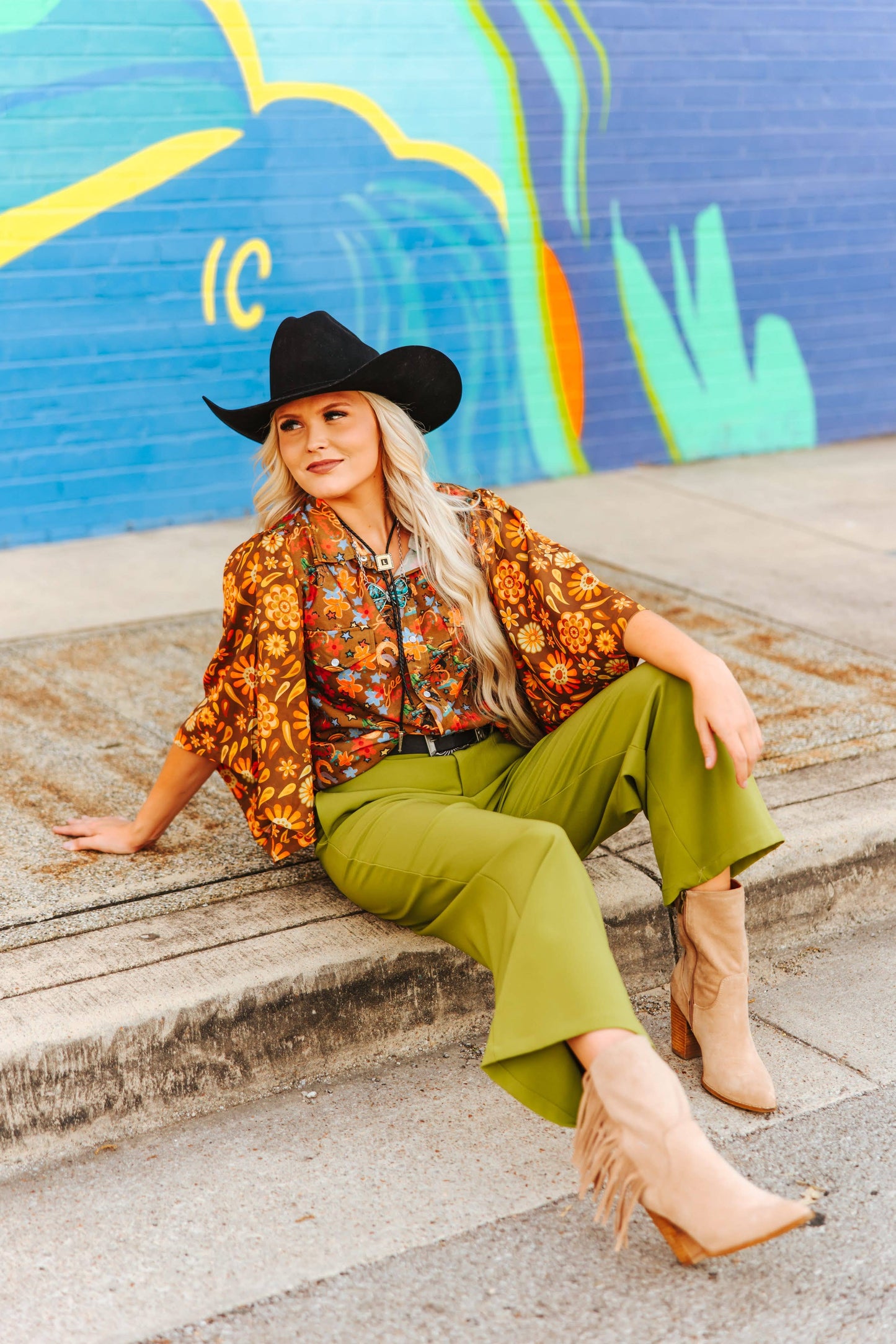 Wide Leg Green Trousers