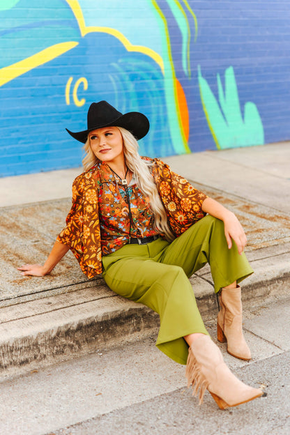 Wide Leg Green Trousers
