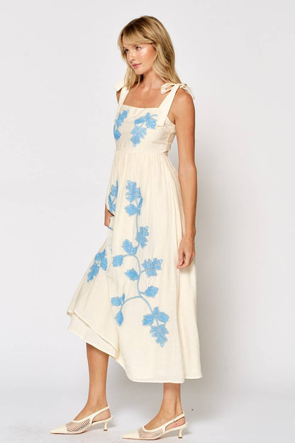 Flower Embroidery Maxi Dress