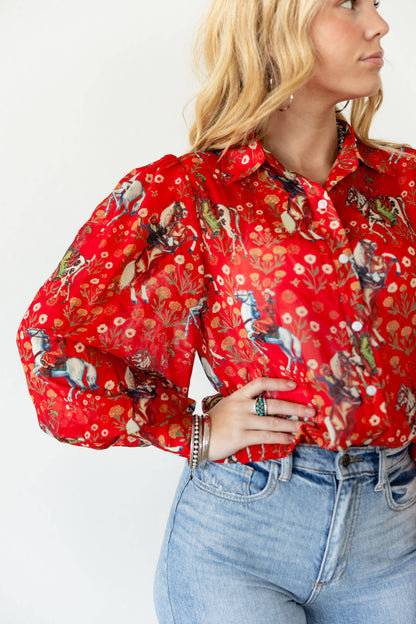 Red Cowboy Blouse
