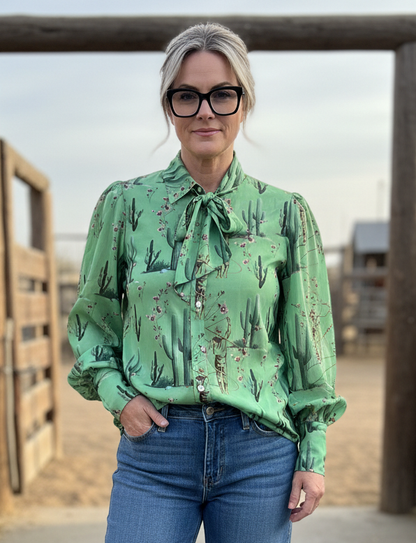 Cactus Roping Mesh Blouse