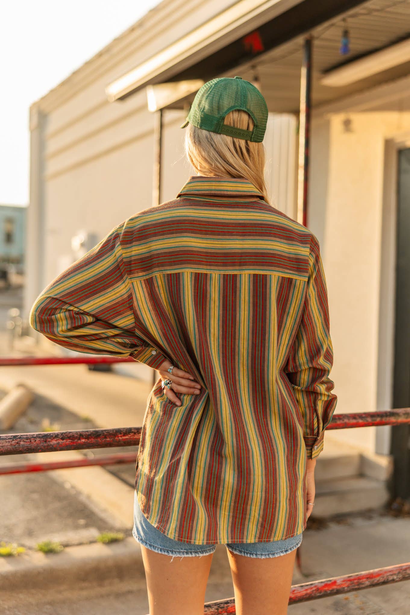 Turquoise Haven Olive Vintage Stripe Top