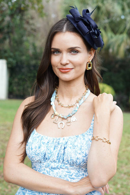 Steeplechase Scarf Necklace in Light Blue