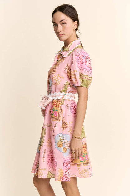 Linen Spring Detail Shirt Dress