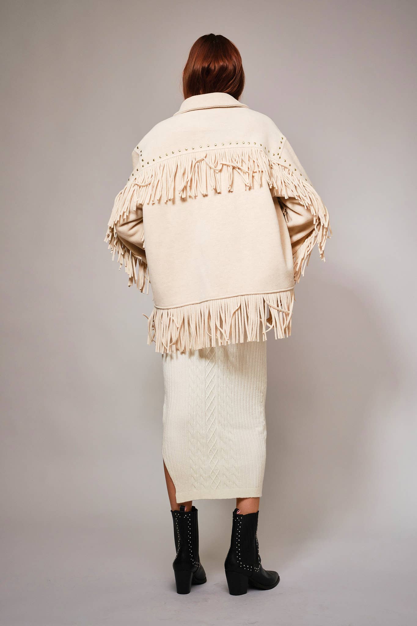 Brushed Fringe Stud Jacket