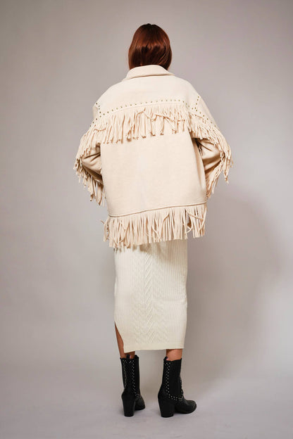 Brushed Fringe Stud Jacket