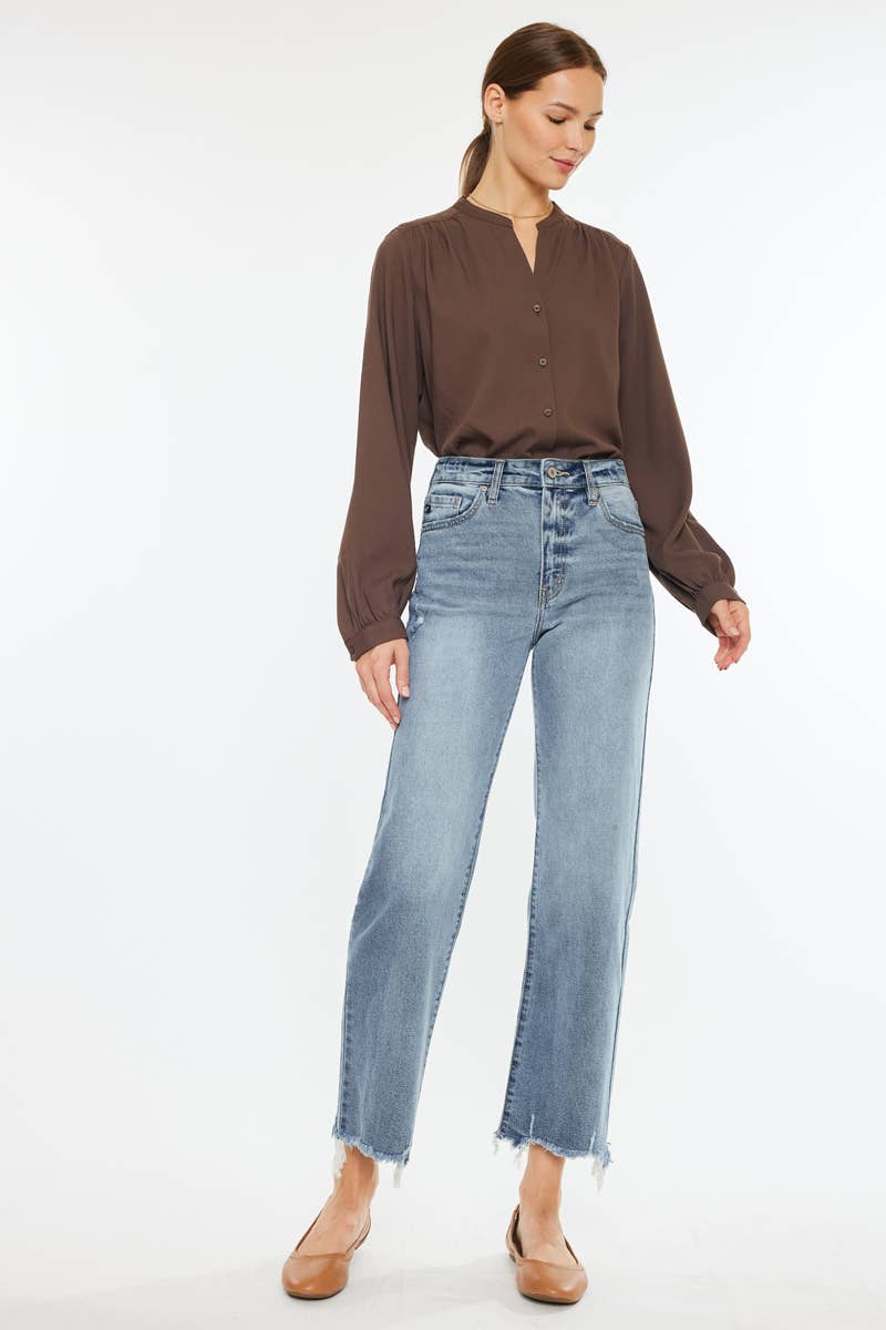 KanCan Violet High Rise Slim Wide Leg Jeans