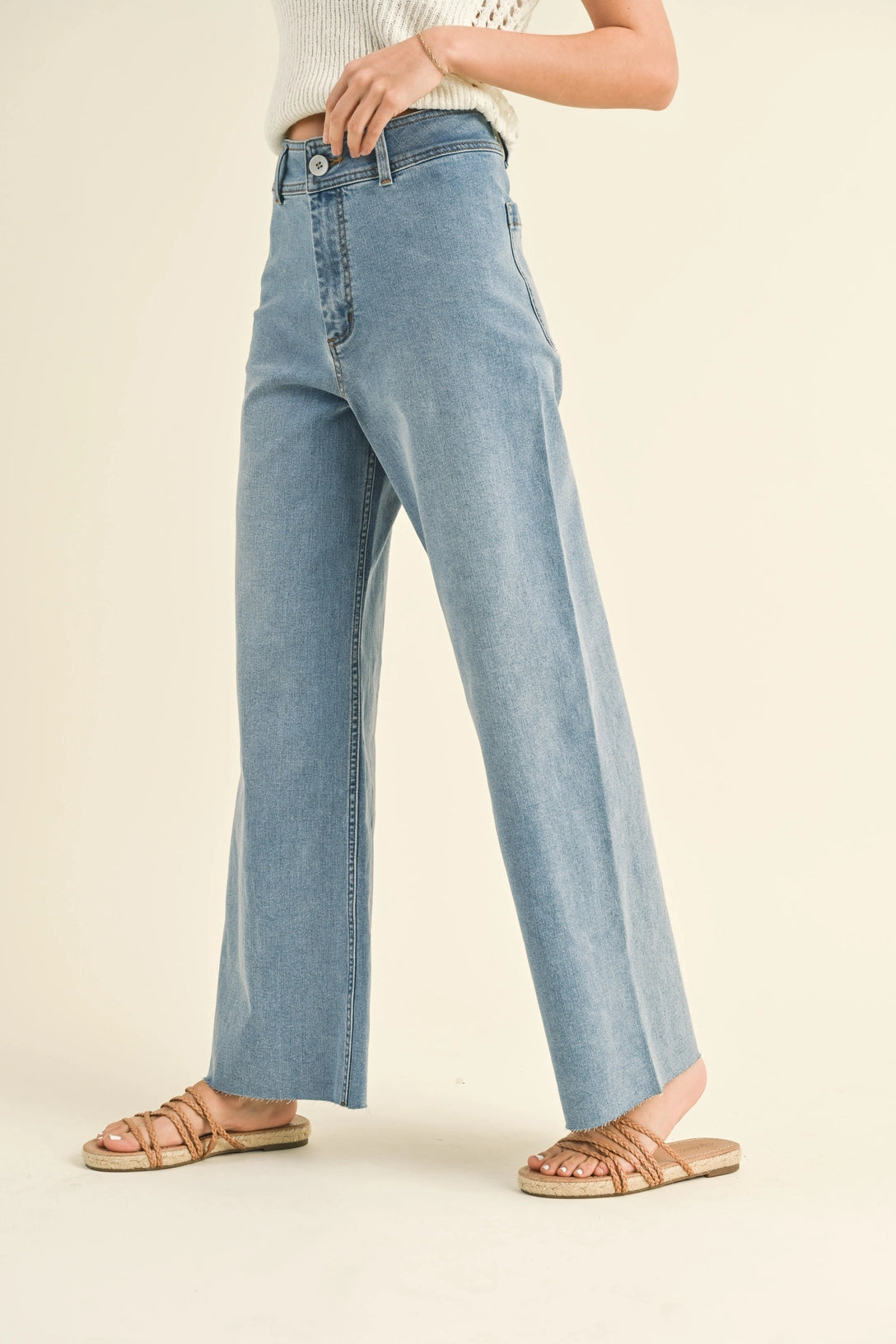 Straight Leg Wide Denim Pants