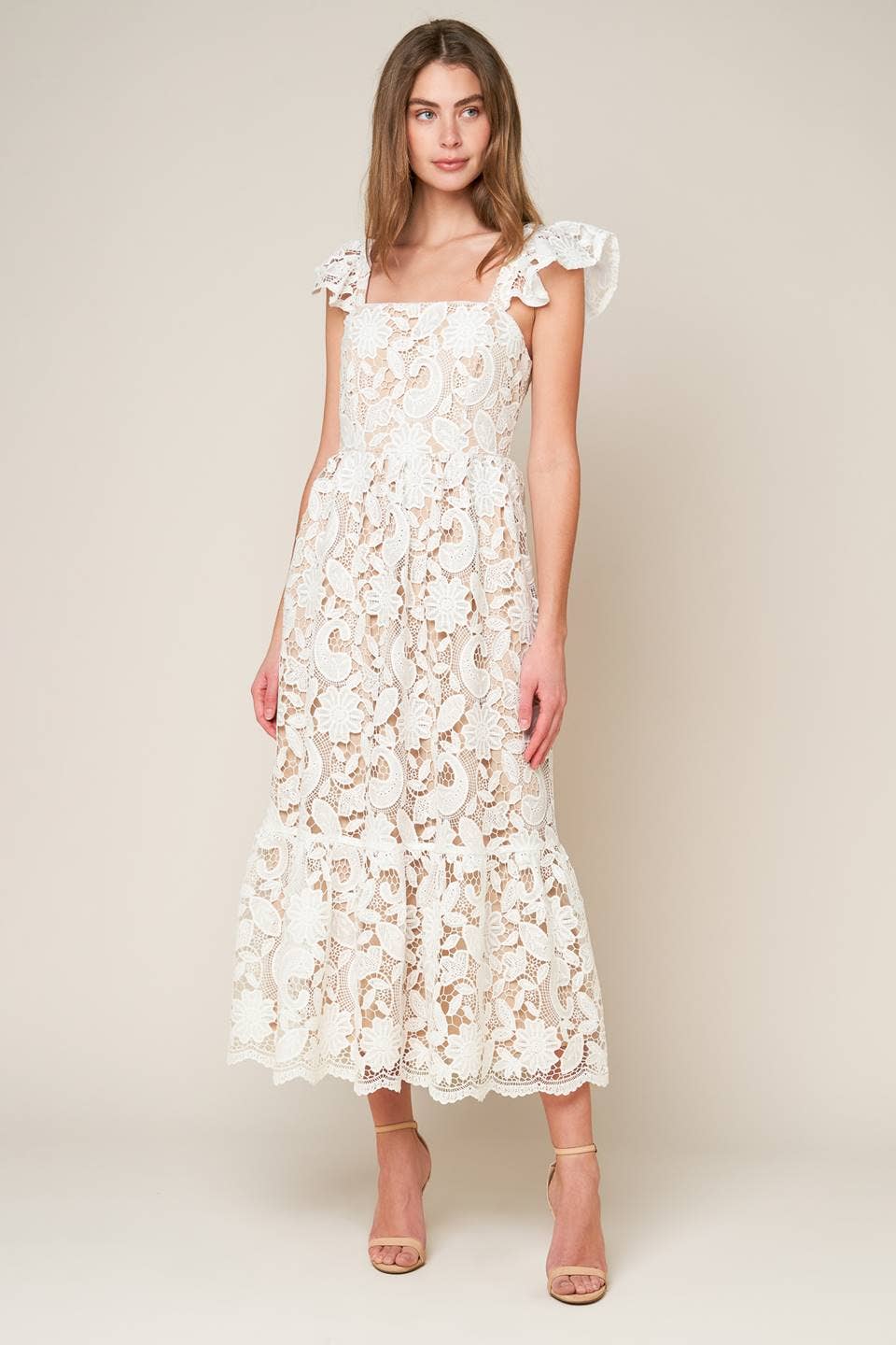 White Lace Midi Dress