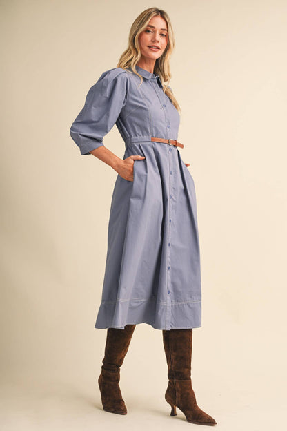 &MERCI Belted Dutton Down Midi Dress