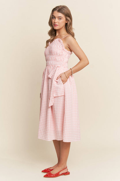 Sweetheart Gingham Midi Dress