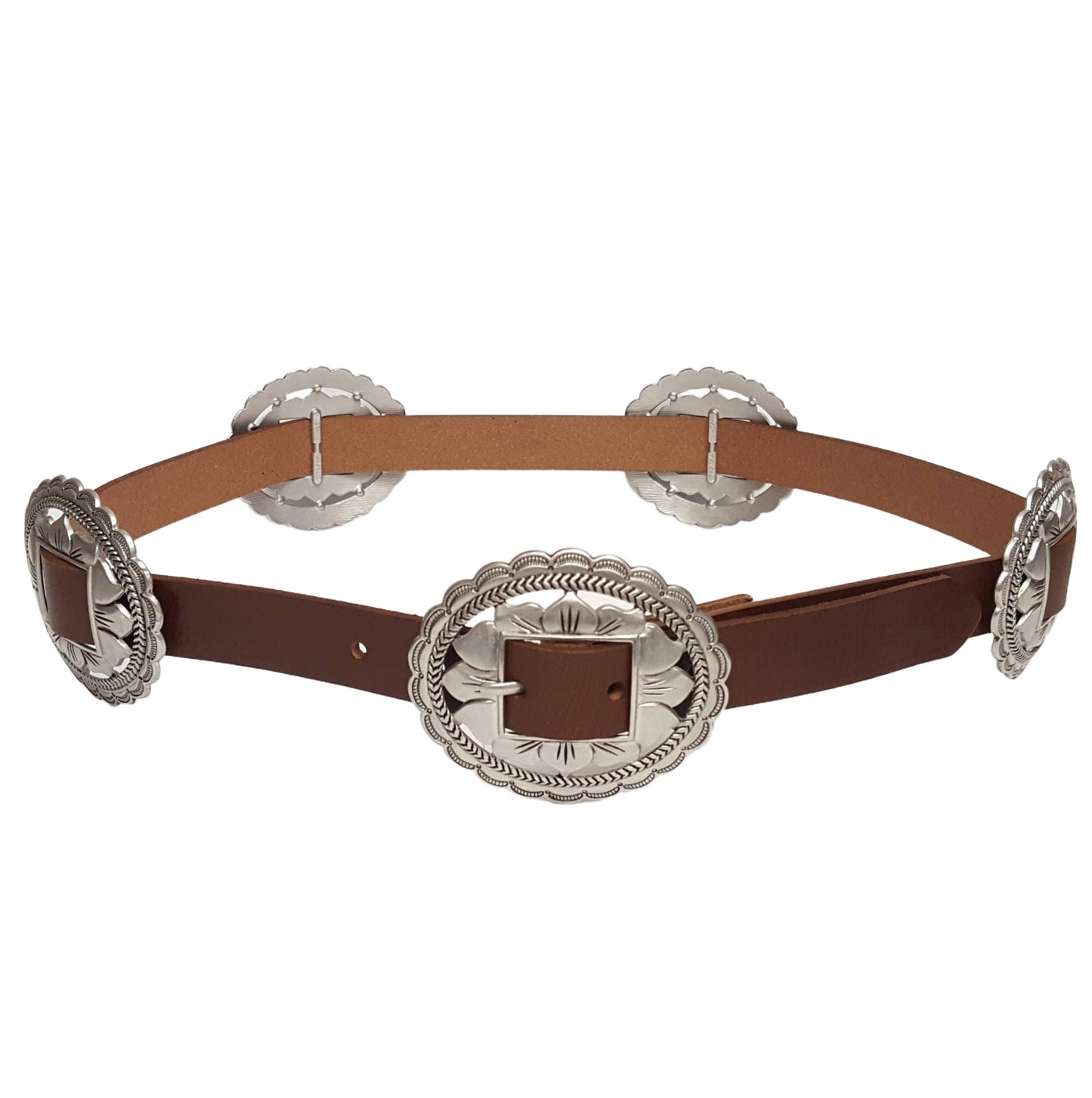 Genuine Leather Western Floral Concho Belt