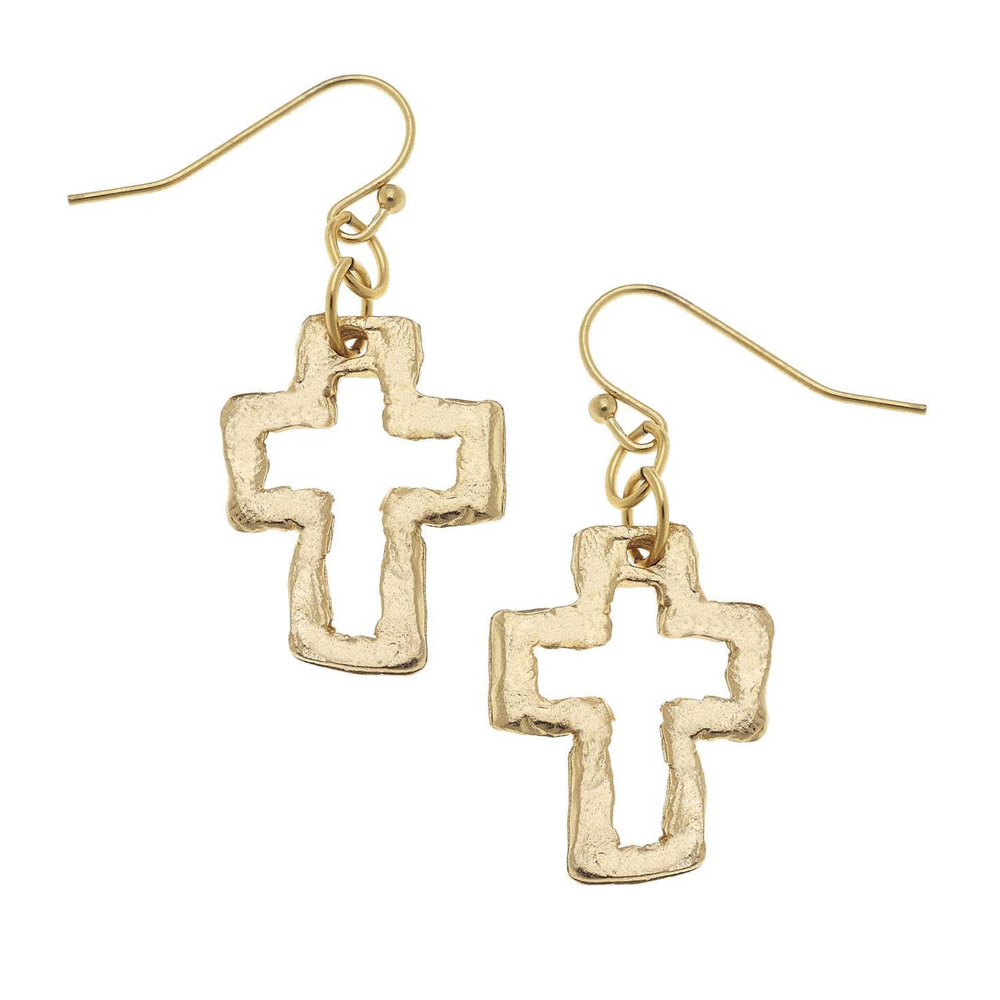 Susan Shaw Gold Open Cross Earrings
