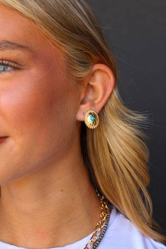 West & Co. Oval Post Earring w/ Turquoise