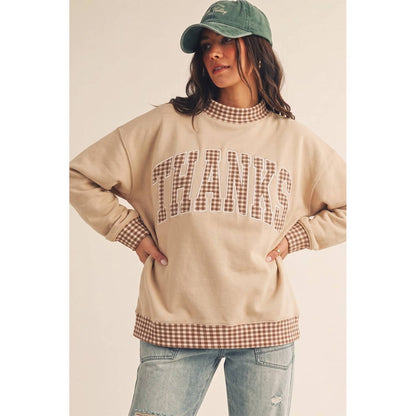Vintage Thanks Gingham Patch Pullover