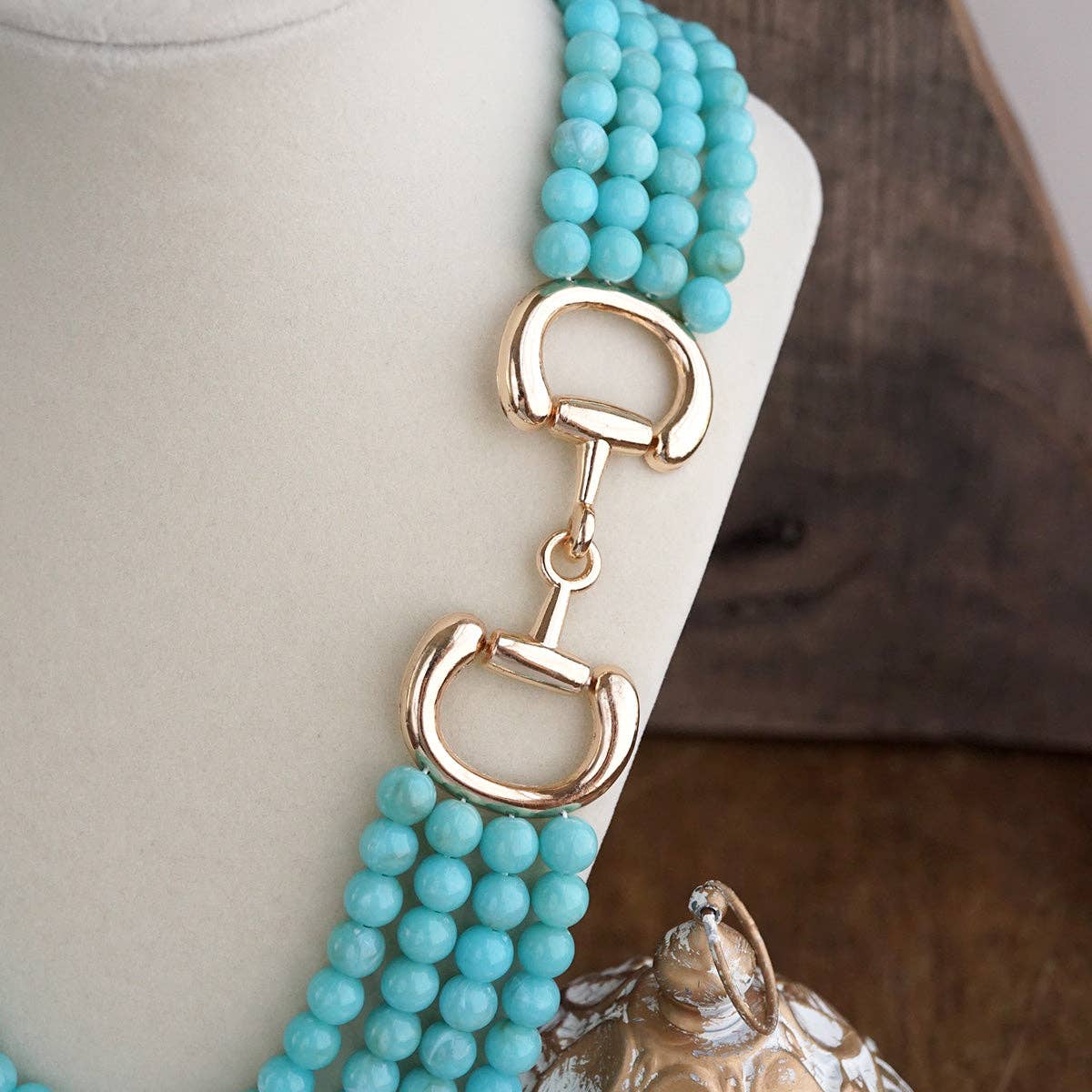 PennyLine Inc. Polished Rider – Multi-Strand Acrylic Bead Horse Bit Necklace