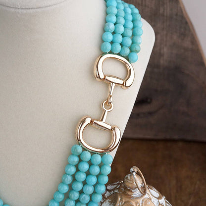 PennyLine Inc. Polished Rider – Multi-Strand Acrylic Bead Horse Bit Necklace