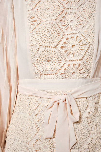Lace Trim A-Line Blouse Dress