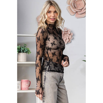 Lace Long Sleeve See Through Ivory Top