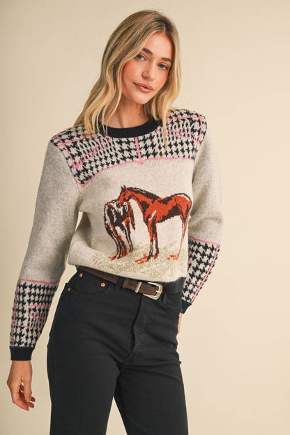 &MERCI Horse Motif Sweater