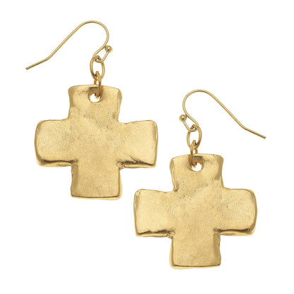 Susan Shaw Gold Cross Earrings