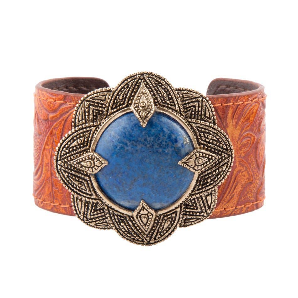 Barse Ornate Floral Cuff - Lapis