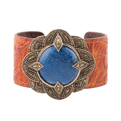 Barse Ornate Floral Cuff - Lapis