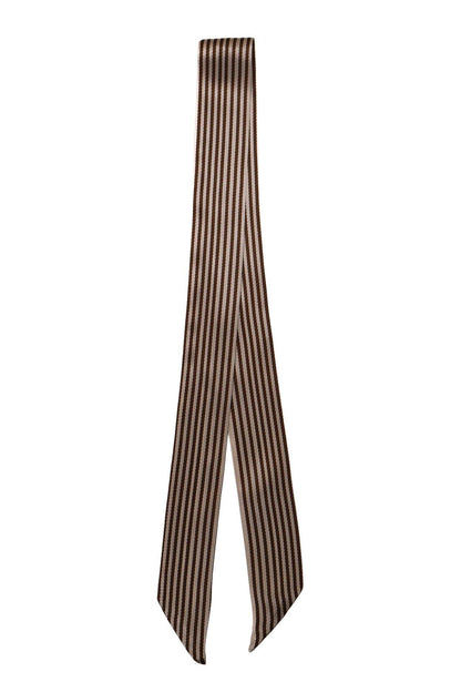 West & Co. Tan Silk Twilly Scarf with Stripes