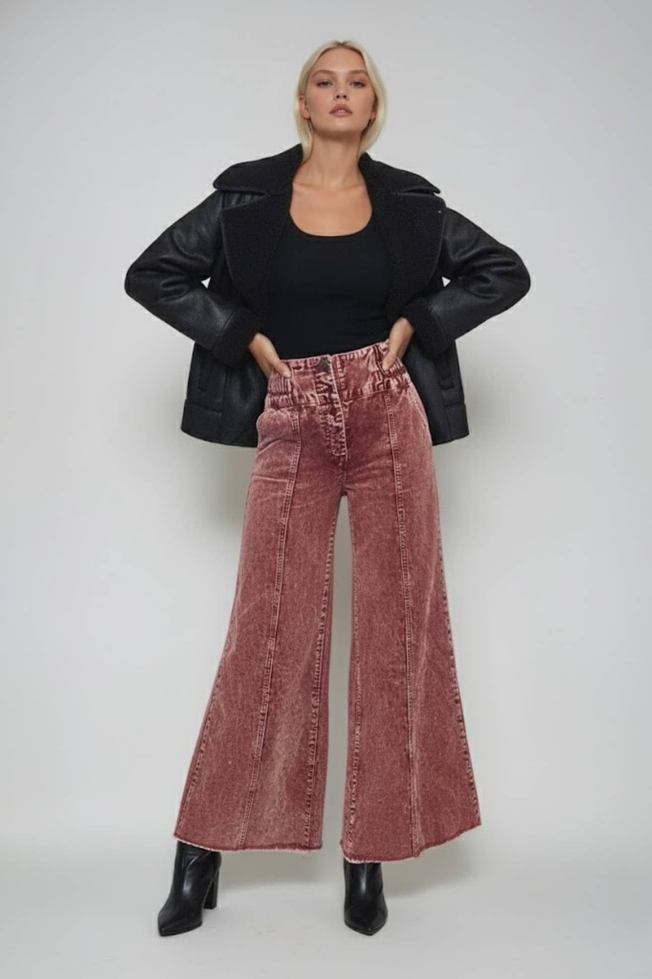 Distressed Corduroy Culotte Pants