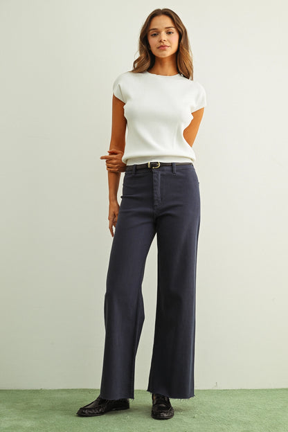 Straight Wide Leg Denim Pants