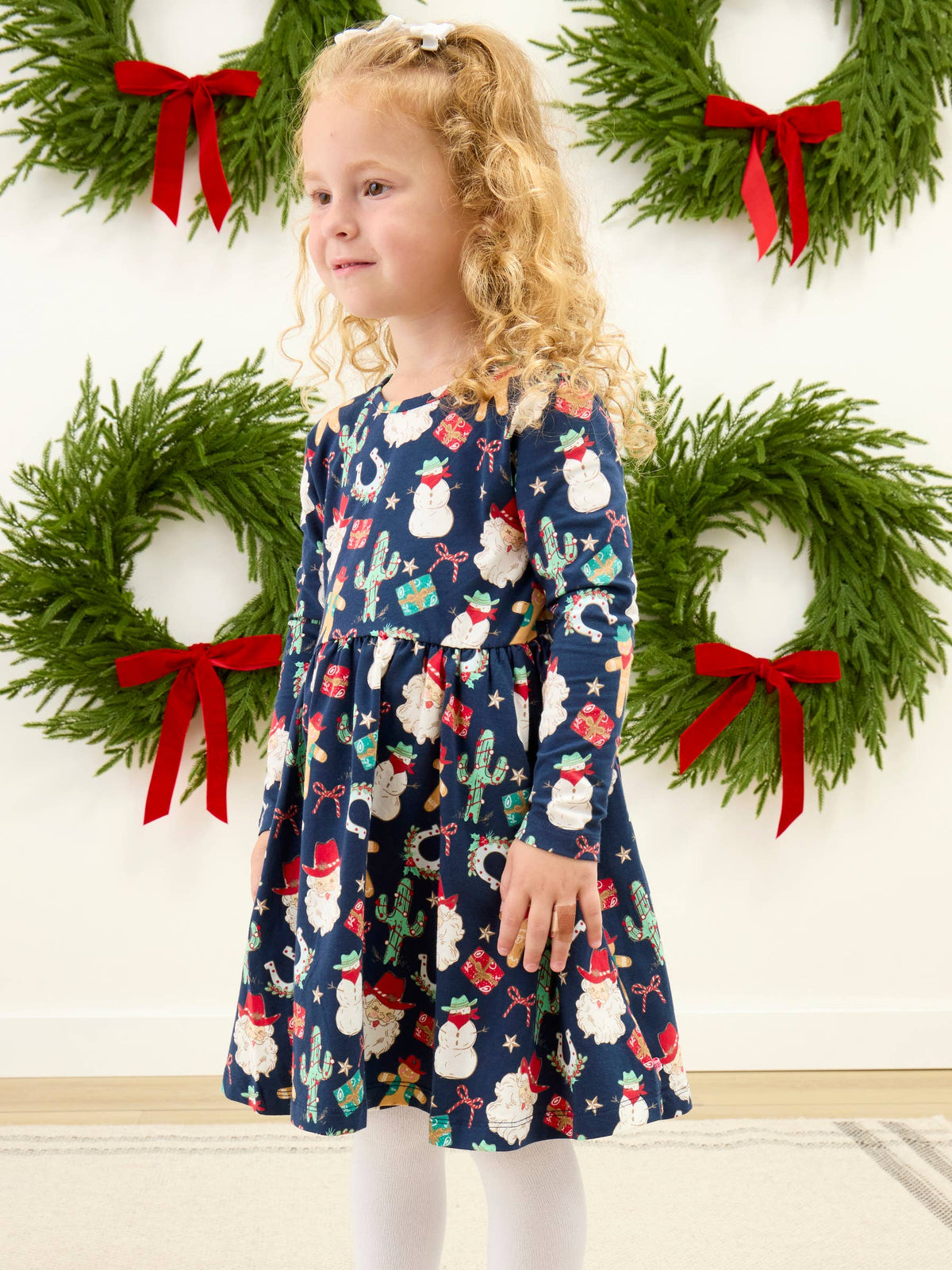 Girls Giddy Up Santa Twirl Dress