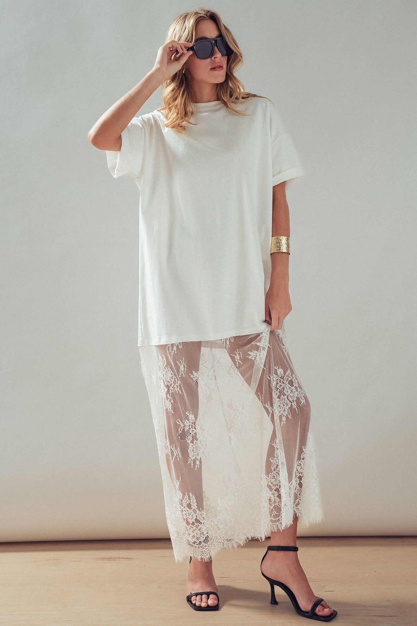 Mixed-Media T-Shirt Lacey Dress