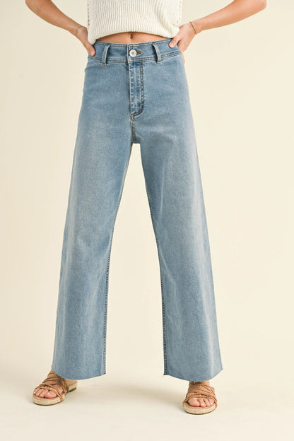 Straight Leg Wide Denim Pants