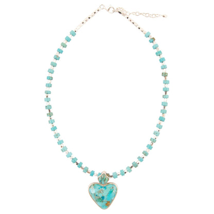 Barse Jewelry Blue Turquoise Heart Silver Pendant Necklace
